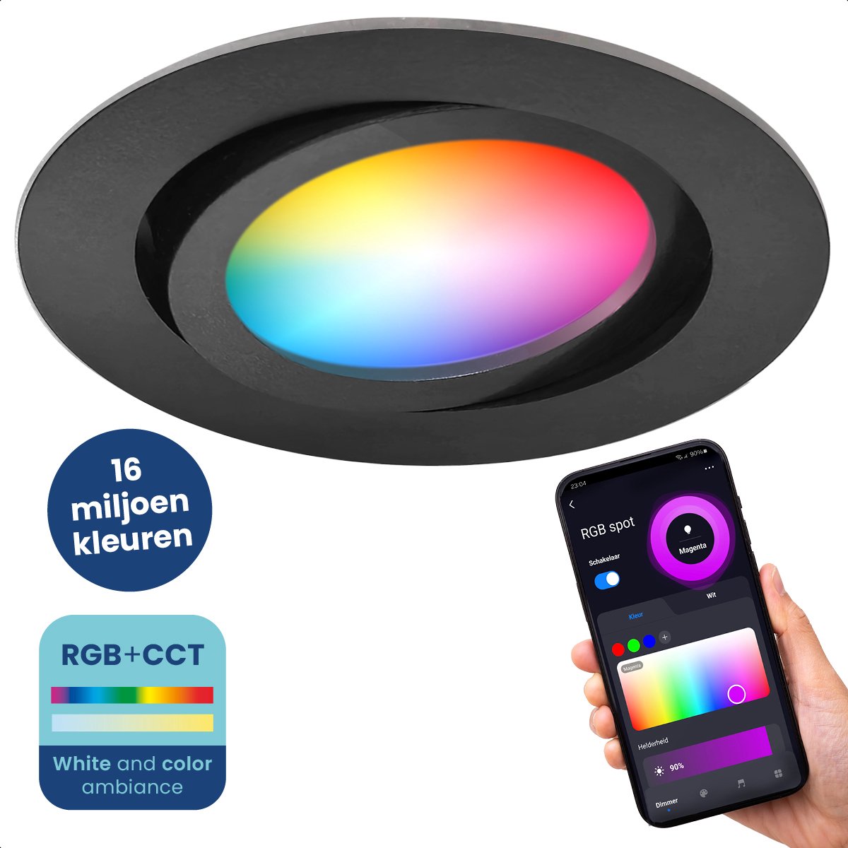 EGLO Connect.z Fueva-Z Smart LED Badkamer Plafondlamp 21 Cm - ZigBee Dimbaar Zwart