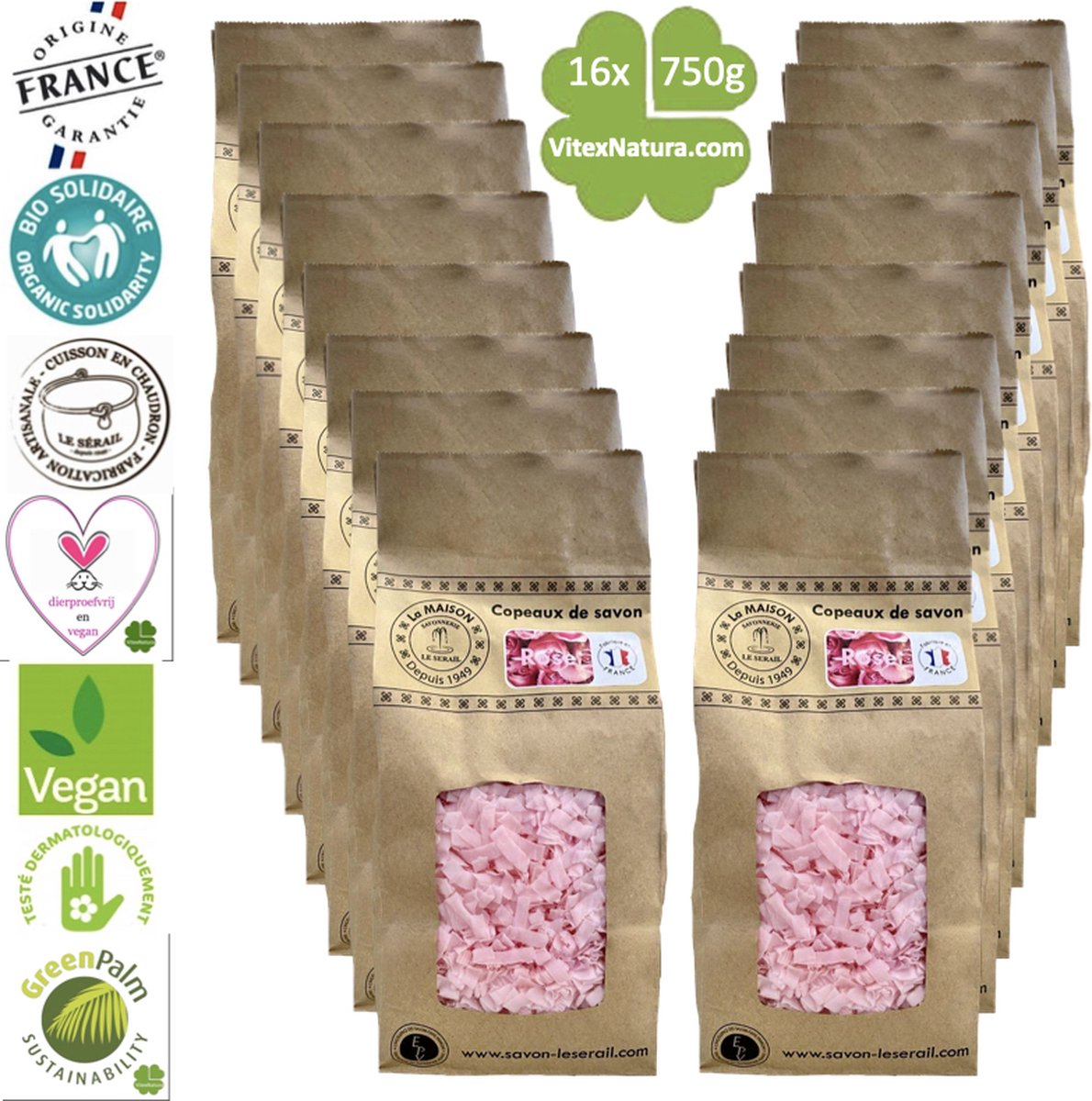 Goedkoopste Marseille zeepvlokken rozen geur | 12 kg | Ecologisch en Milieuvriendelijk | Ambacht | Le Serail