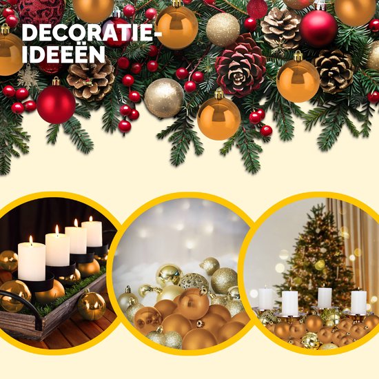 Boules de sapin de Noël en plastique couleur cuivre ensemble de 54 pièces