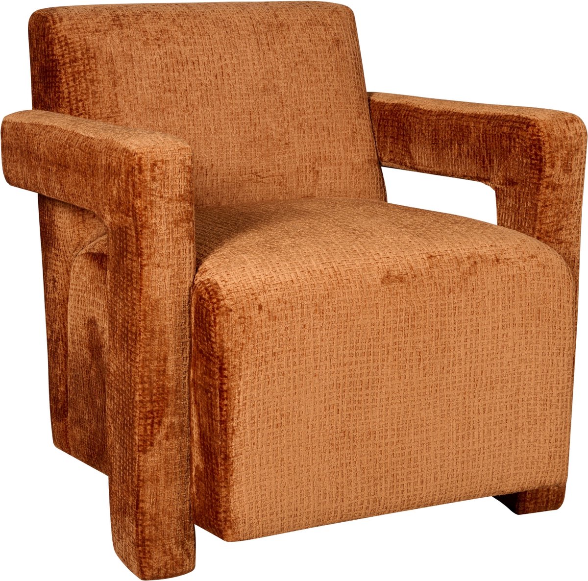 Fauteuil Bristol - Chenille - Orange - 72x77x83 cm (BxHxD) - Polyester - Koudschuim