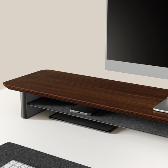 Alberenz Monitor verhoger - Walnoot Hout - voor 2 schermen