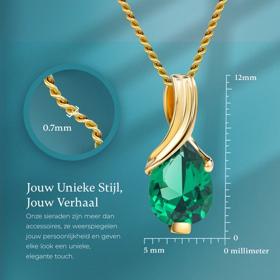Miore - Collier en Or jaune Avec Émeraude - Femme - Or 14 Carats, Argent (925) - Bijou hypoallergénique - Collier Pendentif Fait Main