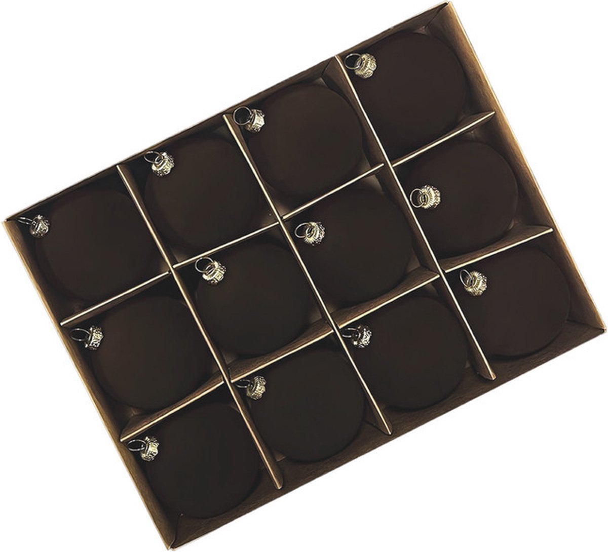 Fjesta© Velvet kerstballen - 6cm - Donkerbruin - 12 stuks
