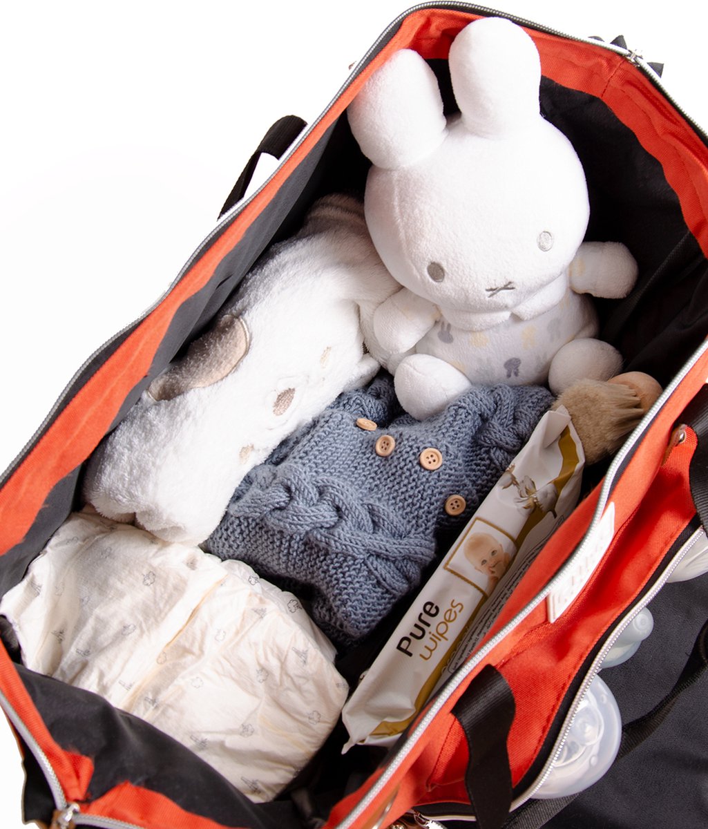 Fume London - Baby Bag - Mom Bag - Luiertas Oranje Rood- Verzorgingstas Weekendtas met isoleervakken Diaper bag - Opzettas Reistas - Kraamcadeau Schoudertas - Schooltas - Waterproof FB3209 – foto 3