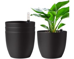 Geavanceerde Bloempot met Waterreservoir - Zelfwaterend - Set van 4 - Zwart - 18 cm