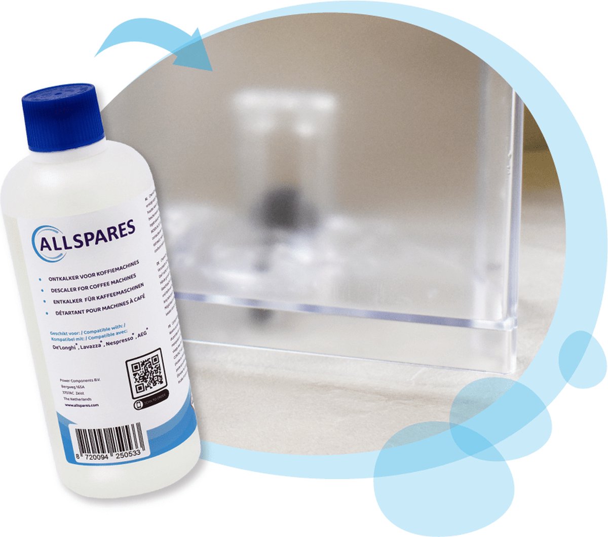 AllSpares Vloeibare Ontkalker (6x 500ml) voor Koffiemachines geschikt voor Delonghi Original EcoDecalk DLSC500 — afbeelding 3