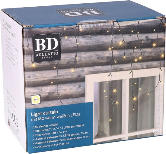 Guirlandes lumineuses Bellatio Decorations - 2x - 180 LED - blanc chaud - 6 m - Lumières de Noël - glaçons