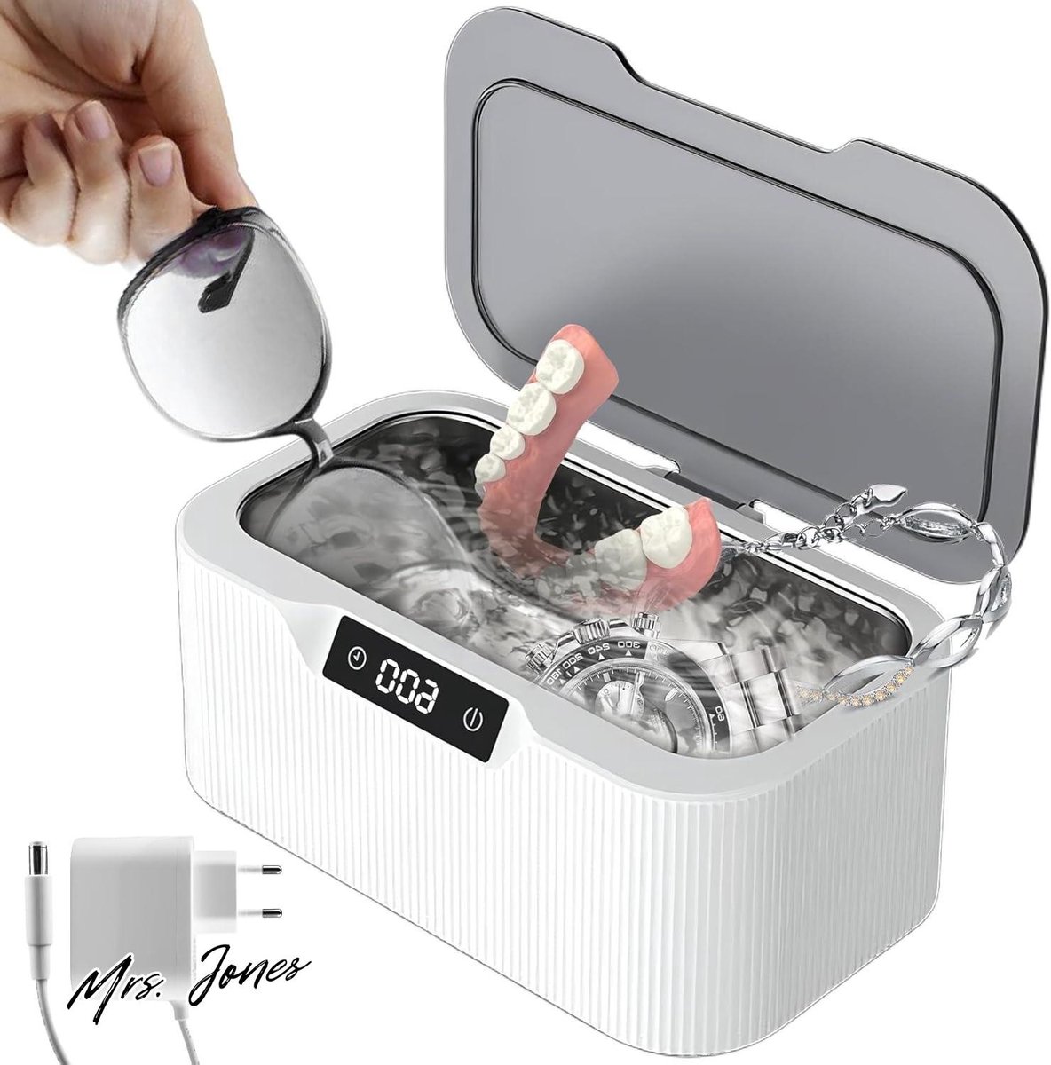 Mrs. Jones Ultrasoon Reinigingsapparaat - 500 ml Badreiniger met Tijdfuncties - Brillen Sieraden Horloges .