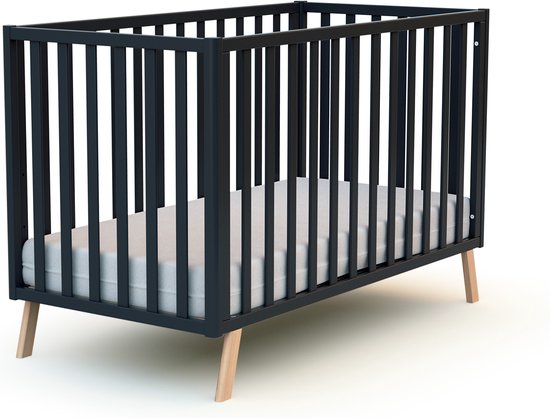 AT4 - Omvormbaar kinderbed KASA in hout Grafiet Grijs 60 x 120 cm