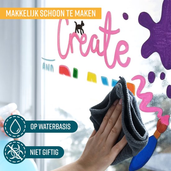 Napi Raamstiften XL 8st - 3-in-1 Punt - Afwasbaar - Jumbo Krijtstiften voor Krijtbord & Raam - 3 tot 10mm - Whiteboard Stiften - Whiteboardmarkers - Krijtstift Markers - Glasstiften - Krijtmarker - Porselein - Glas - 8 Kleuren