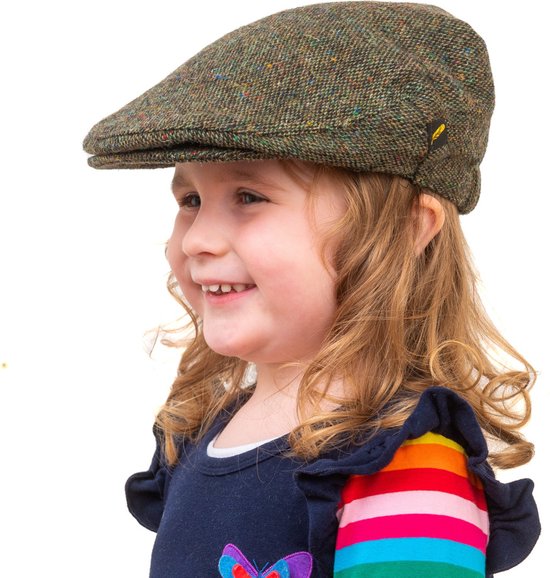 Hatman of Ireland Kids Tweed Flat Cap Green Small (50-53cm) bol