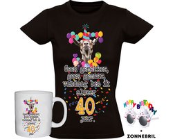 40 Jaar Grappig Dames T-shirt + Mok + Bril - 40e verjaardag - jarig - cadeau - kado - shirt