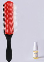 Aurgan nine-row haarborstel – 9-row rood - inclusief 10 ml arganolie - styling tool -  negen-rij kam
