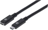 Manhattan USB-kabel USB 3.2 Gen2 (USB 3.1 Gen2) USB-C stekker, USB-C bus 0.50 m Zwart 355230