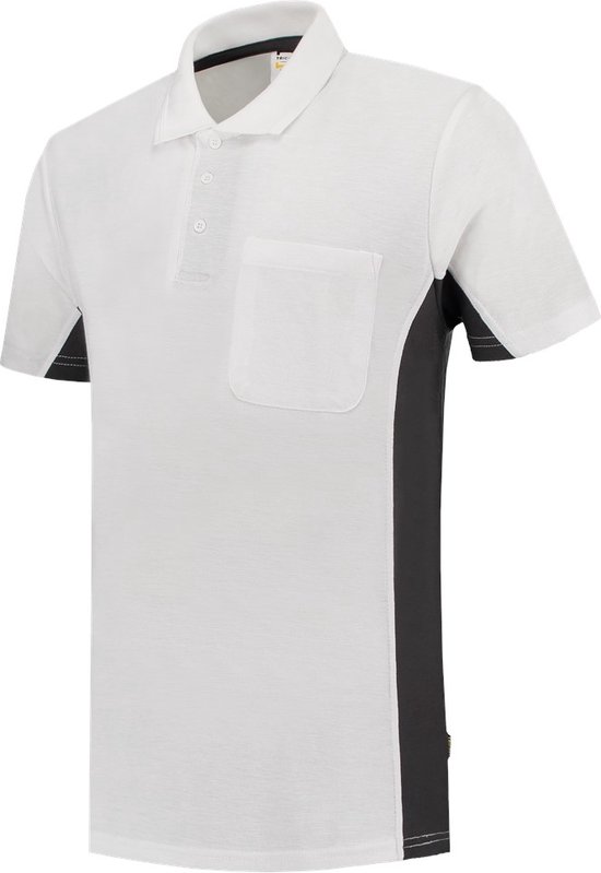 Tricorp Poloshirt Bicolore Poche poitrine 202002 Blanc / Gris Foncé - Taille L
