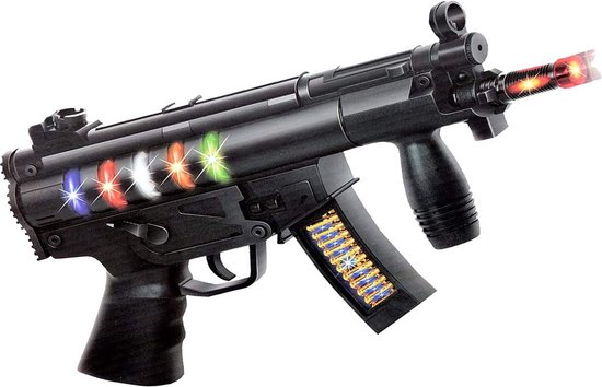 Mitrailleuse jouet lumineuse, LED cool, effet sonore et vibratoire,  pistolet mitrailleur militaire, excellent cadeau pour garçons et filles.(un  noir)