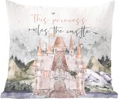 Sierkussens - Kussentjes Woonkamer - 40x40 cm - Quotes - Prinses - Spreuken - This princess rules the castle - Kids - Baby - Meisje