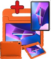 Kinderhoes Geschikt voor Lenovo Tab M10 Plus 3rd Gen Hoes Kinder Hoesje Kids Case Cover Kidsproof Met Screenprotector - Hoesje Geschikt voor Lenovo Tab M10 Plus (3e Gen) Hoesje Kinder Hoes - Oranje