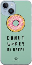 Casimoda® hoesje - Geschikt voor iPhone 14 Plus - Donut Worry - Siliconen/TPU telefoonhoesje - Backcover - Snoep - Mint