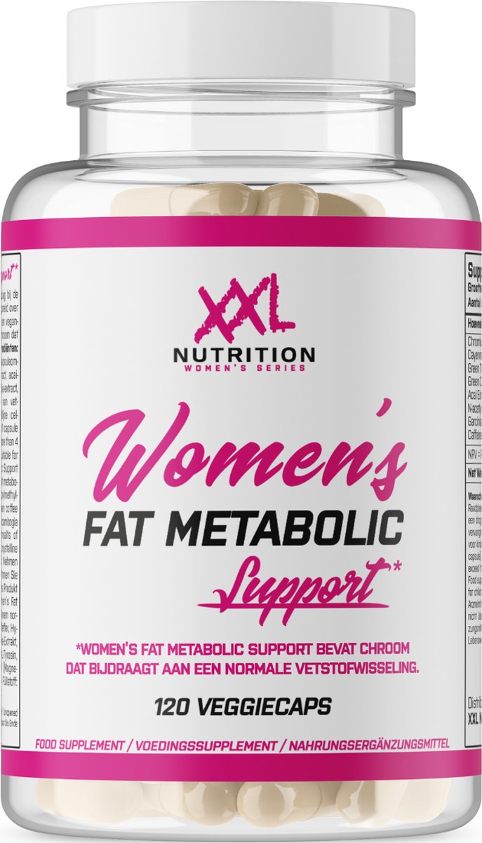 XXL Nutrition - Women's Fat Metabolic Support - Speciaal Voor Vrouwen Ontwikkelde Formule Voor Vetverbranding - 120 Veggiecaps - XXL Nutrition