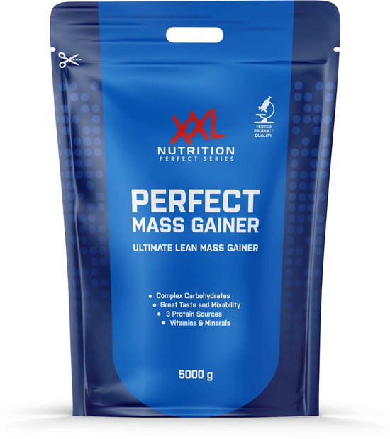 XXL Nutrition - Perfect Mass Gainer - Weight Gainer Supplement - Whey Concentraat Eiwit, Complexe Koolhydraten en Vitamines & Mineralen - Supplement - Cookies & Cream - 5000 gram