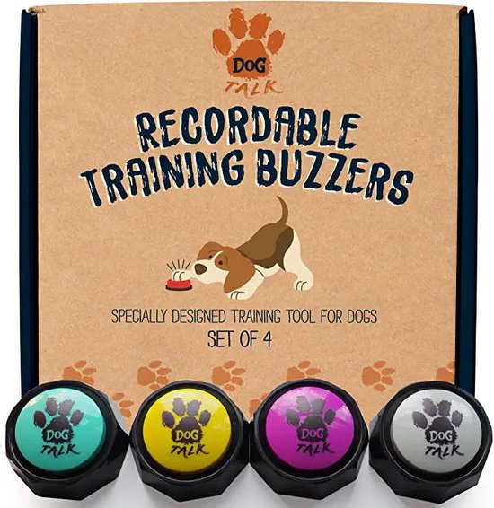 4-pack opneembare honden- en puppytrainingszoemers Leer uw hond gemakkelijk op knoppen te drukken en te stemmen zoals hij dat wil