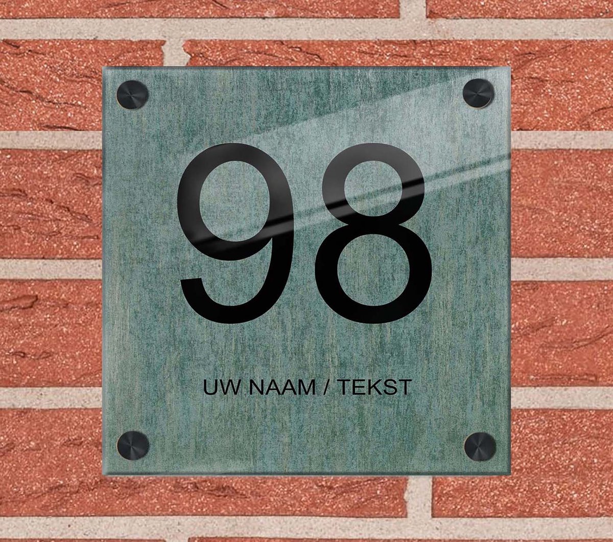 Naambordje voordeur plexiglas 25x25x0,5 cm met mat zwart afstanhouder model 1147 - Huisnummerbordje, naambordjes, naambordje huis, naamplaatjes, huisnummer bordje, originele naambordjes voordeur, huisnummerbord met naam, originele huisnummer bord