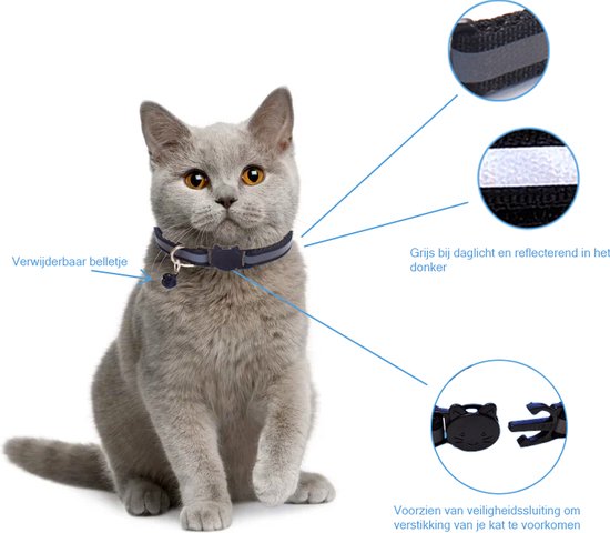 Kattenhalsband Veiligheidssluiting Kattenbandje Kitten Halsband Katten Halsband Reflecterend Verstelbaar Set – 18 Stuks - BTH