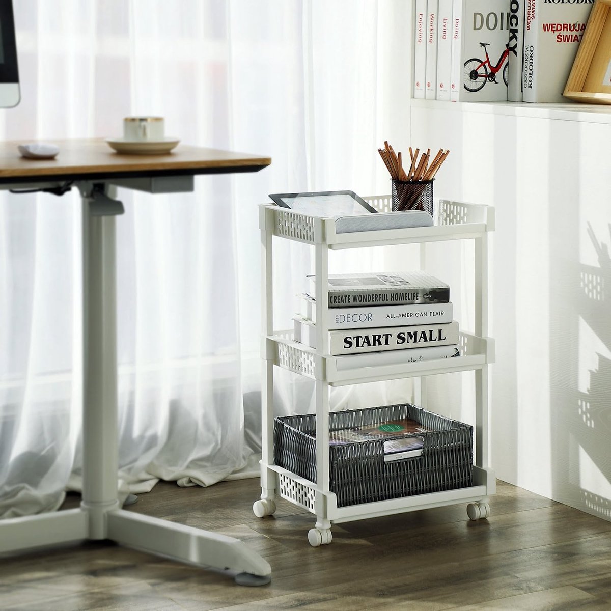 Susunnus Chariot De Cuisine 3 Niveaux Acier Inoxydable - Avec Roulettes (2 Freinables) - Étagère Roulante Pour Salon, Salle De Bain, Bureau