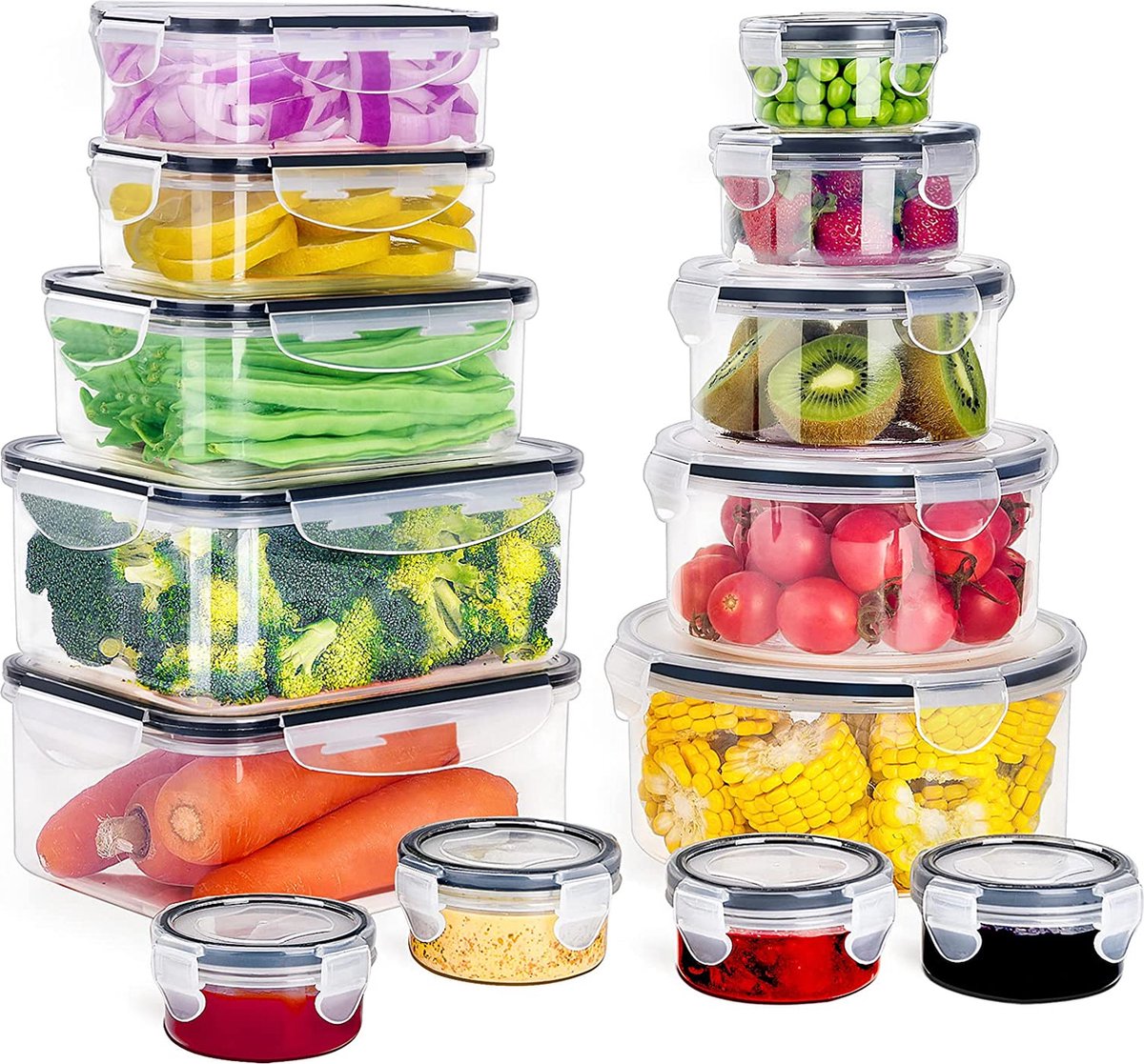 Voorraaddozen Set -Voorraadpotten -Vershouddoos set, Koelkast Organizer-Koelkast,  Keuken, Kasten