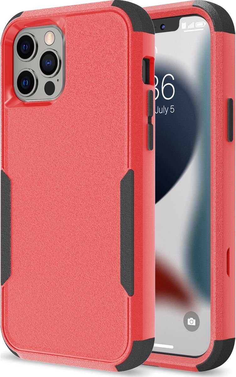 Mobigear Hoesje geschikt voor Apple iPhone 14 Telefoonhoesje Hardcase | Mobigear Ultra Tough Backcover Shockproof | Schokbestendig iPhone 14 Telefoonhoesje | Anti Shock Proof - Rood