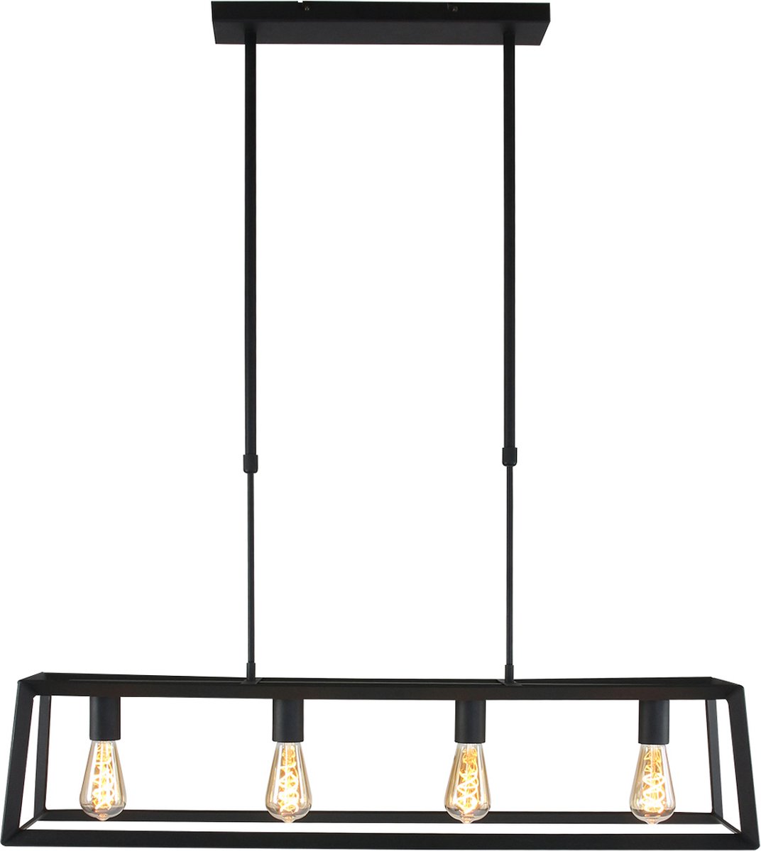 Hanglamp Buckley Rechthoekige Kooi 4 Lichts Zwart Metaal 100 X hanglamp-buckley-rechthoekige-kooi-4-lichts-zwart-metaal-100-x