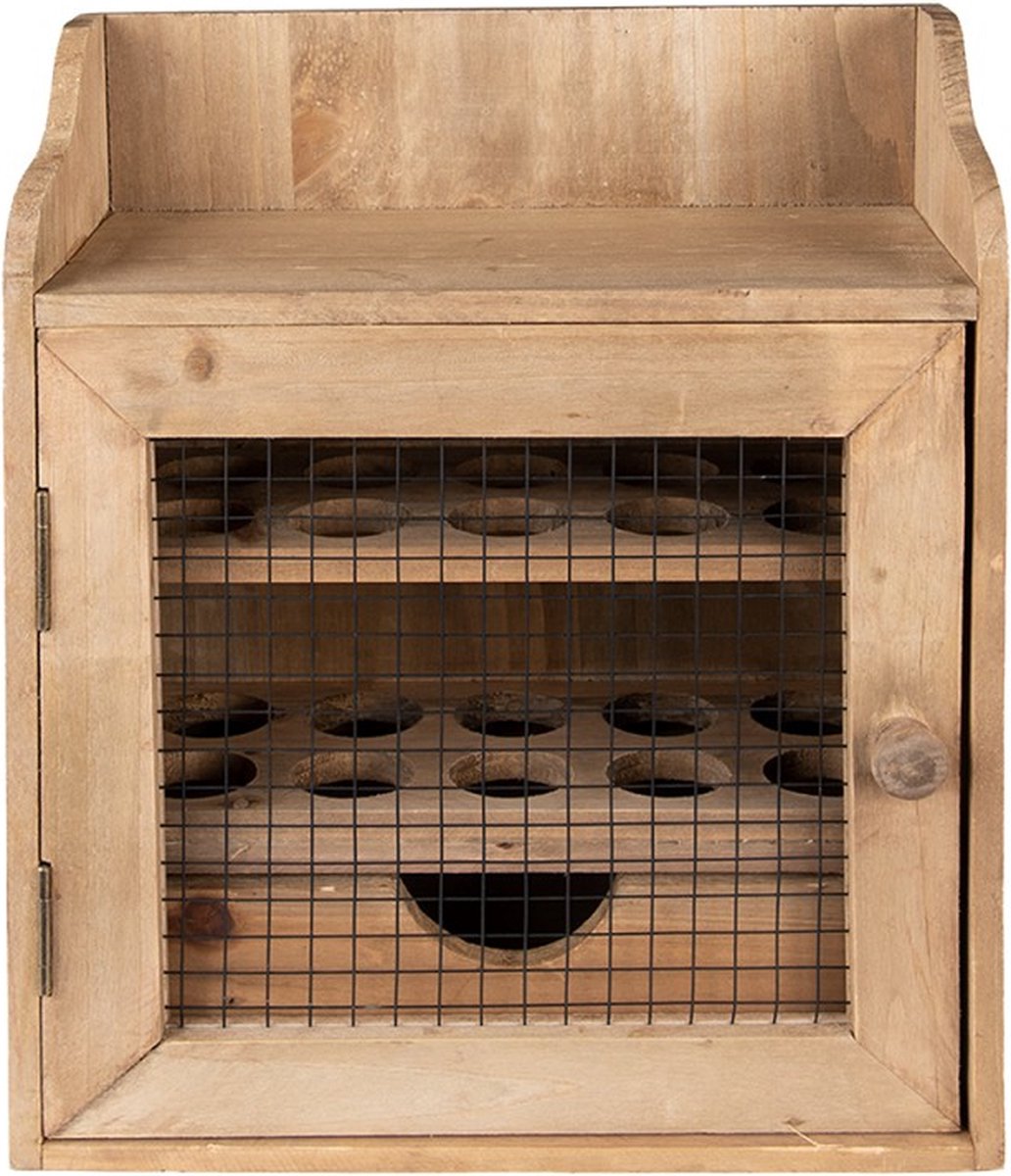 Relaxdays eierkastje hout - landhuisstijl - eieren bewaren - eierkast - eierrekje - gaas grijs