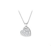 The Jewelry Collection Ketting Hart Zirkonia 1,3 mm 41 + 4 cm - Zilver