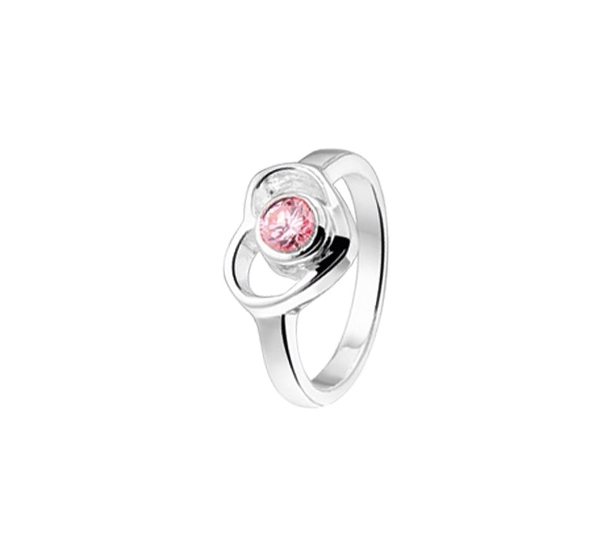 Zilver Gerhodineerde Ring hart zirkonia 1329409 13.50 mm (43)