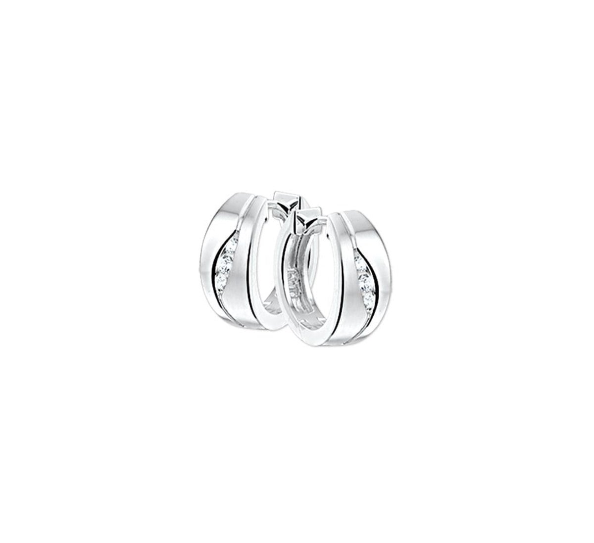Zilver Gerhodineerde Klapoorringen zirkonia poli/mat 1329583