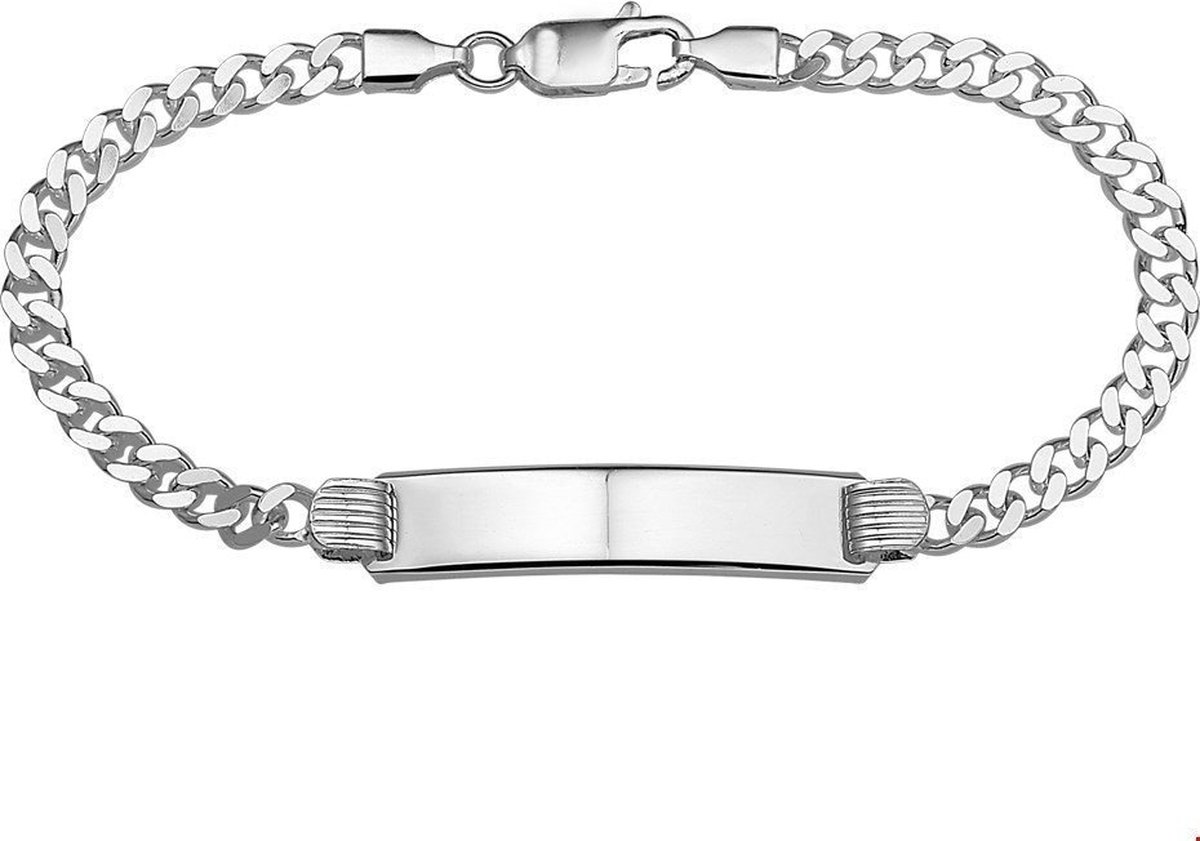 The Jewelry Collection For Men Graveerarmband Gourmet Plaat 8 mm 20 cm - Zilver