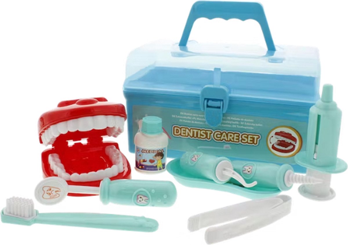 Speelset Tandarts - Koffer educatief speelgoed - Dokter kit - Blauw - Unisex - Cadeau Sinterklaas / Kerst - Toi-Toys