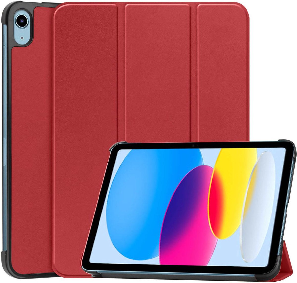 Tablet Hoes geschikt voor de Apple iPad 10.9 (2022) | Book Case met Standaard | Kunstlederen Beschermhoes | Tri-fold | Rood