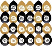 Haza - Feestartikelen verjaardag 50 jaar 36x mix ballonnen zwart/goud