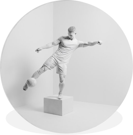 WallCircle - Wandcirkel ⌀ 30 - Standbeeld van een voetballende jongen - Ronde schilderijen woonkamer - Wandbord rond - Muurdecoratie cirkel - Kamer decoratie binnen - Wanddecoratie muurcirkel - Woonaccessoires