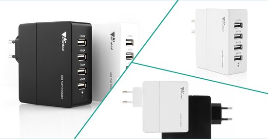 Aukey AMZDEAL DCA-4U-6A, 4 poorts USB-wandlader, USB-laadstation Compatibel met Samsung Galaxy , iPhone , iPad Pro / Air, LG, Nexus, Android-smartphone en meer - Aukey