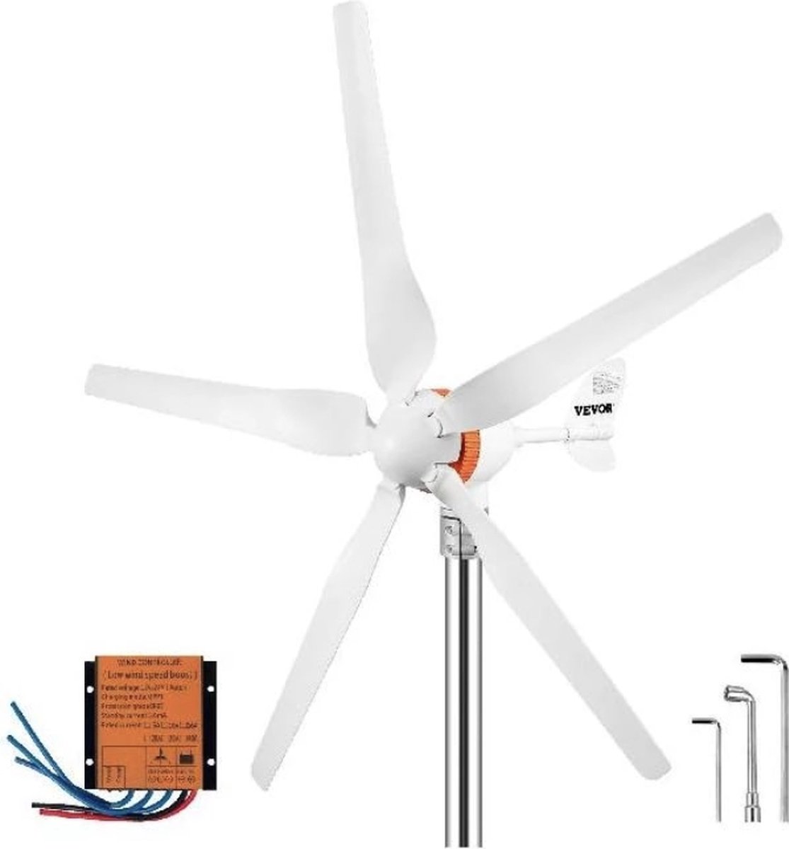 Wind Turbine - Windmolen Bouwpakket - Windgenerator - Windmolen Generator - Wind Energie 500W - 5 bladen - Wit