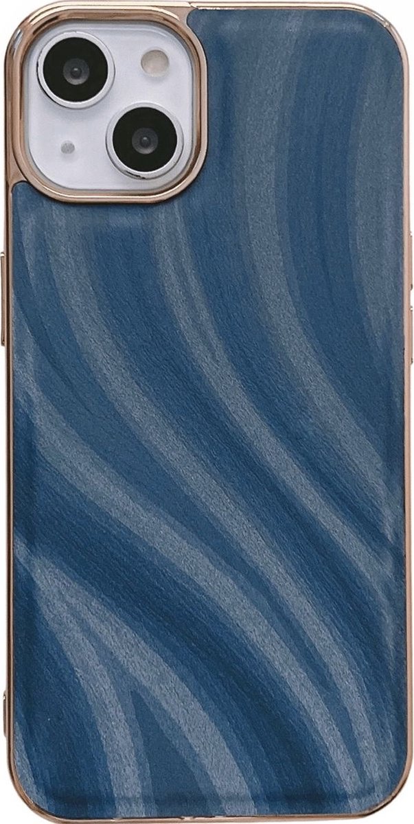 Mobigear Hoesje geschikt voor Apple iPhone 14 Telefoonhoesje Hardcase | Mobigear Wavy Backcover | iPhone 14 Case | Back Cover - Blauw