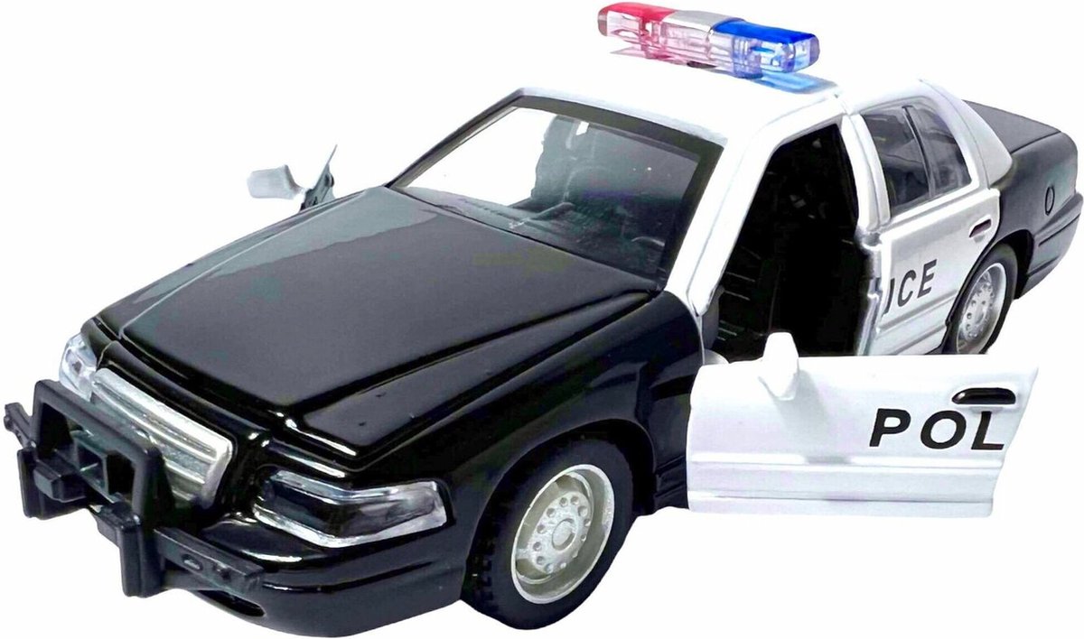 Politie auto - Speelgoed Diecast metaal auto - (pull-back) terugtrek functie - met lichtjes en geluidseffecten - 13.5CM