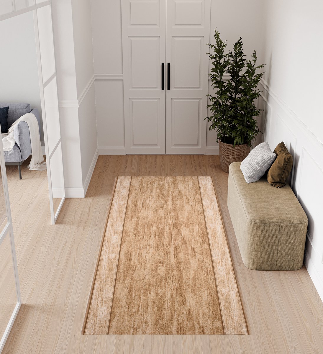 Tapiso Antislip Rubber Lichtbeige Gang Woonkamer Rubbermat Tapijt Maat- 80x900