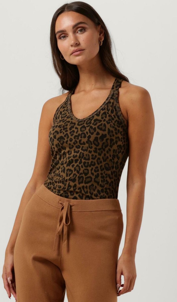 10days Wrapper Leopard Tops & T-shirts Dames - Shirt - Bruin - Maat XS
