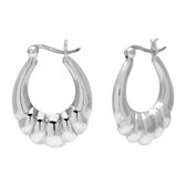 Zilveren oorbellen | Oorringen  | Zilveren oorringen, ovale hoops met patroon