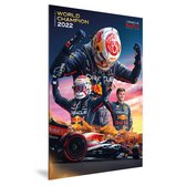 Formule 1 Wereld Kampioen 2022 Max Verstappen Poster op Aluminium - Red Bull Racing - Inclusief Ophangsysteem - S Formaat 20x30 cm