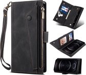 Luxe Telefoonhoesje voor Samsung S22 Ultra| Hoogwaardig Leren Bookcase | Lederen Wallet Case | Luxe Uitstraling | Zwart